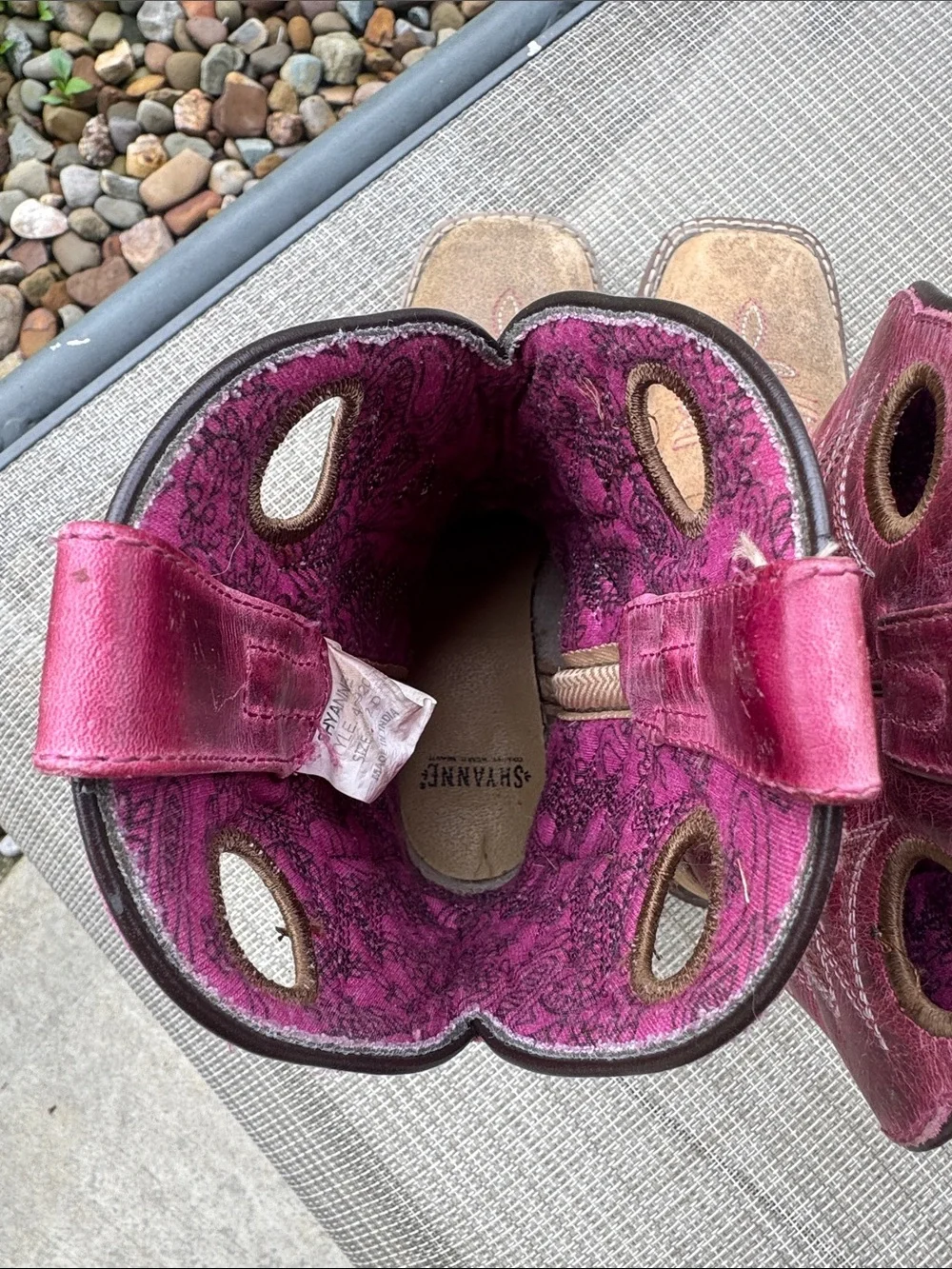 Shyanne Girls Brown Foot Pink Shaft Pull-On Western Boots